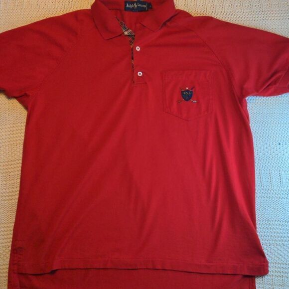 🤩 Ralph Lauren red retro Polo size large 🤩 2 for $20 - Picture 1 of 7